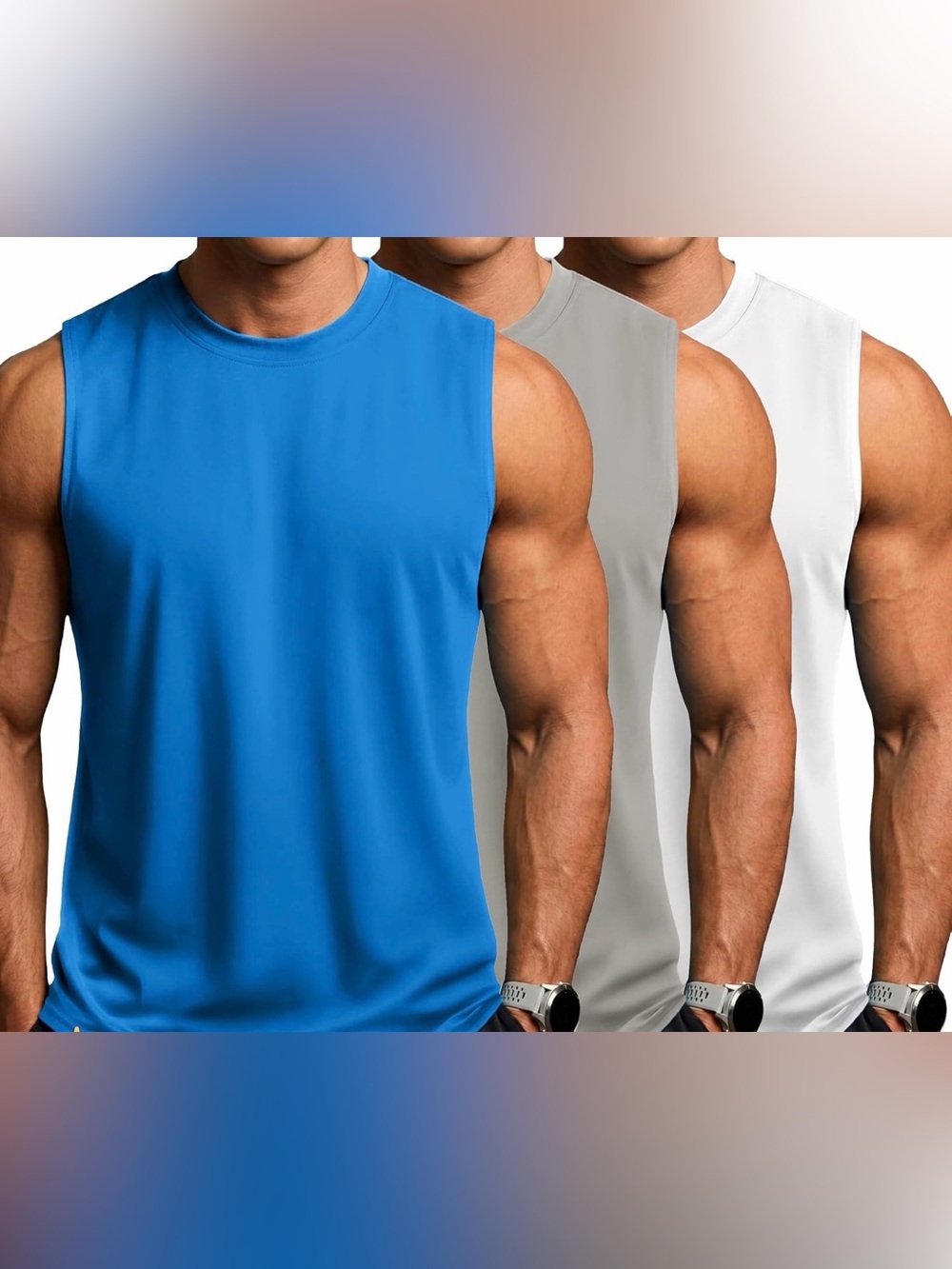 Men's Sleeveless Muscle Tank - Blue, black, White